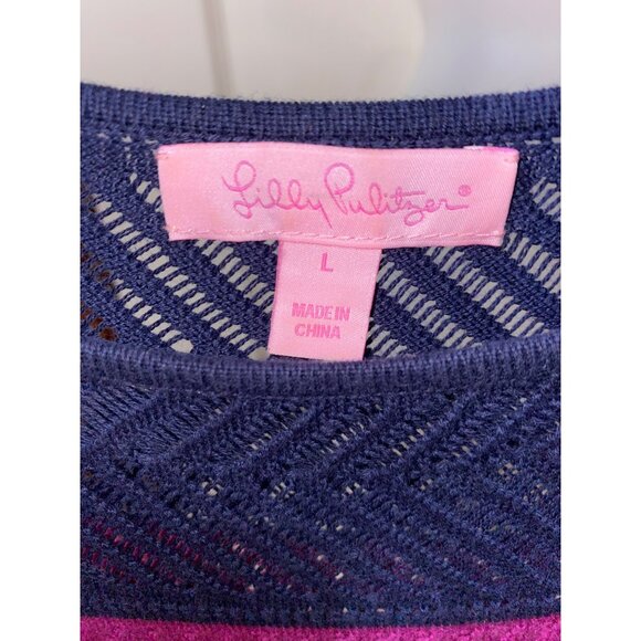 Lilly Pulitzer Kinley Womens Navy & Pink Stripe Knit Dress Size XL - Picture 4 of 7